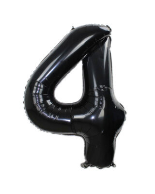 Q2party Folie Ballon Cijfer 4 Zwart - 36 Cm