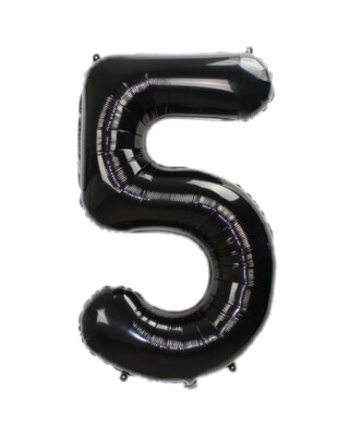 Q2party Folie Ballon Cijfer 5 Zwart - 36 Cm