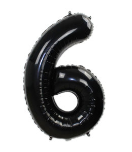 Q2party Folie Ballon Cijfer 6 Zwart - 36 Cm