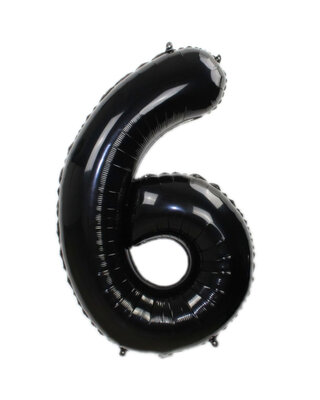 Q2party Folie Ballon Cijfer 6 Zwart - 36 Cm