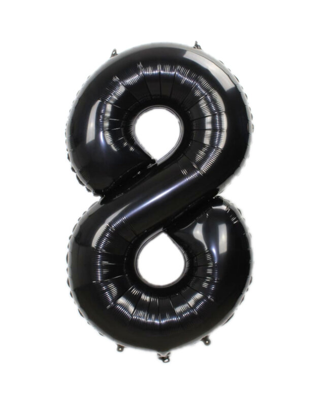 Q2party Folieballon Cijfer 8 Zwart - 36 Cm
