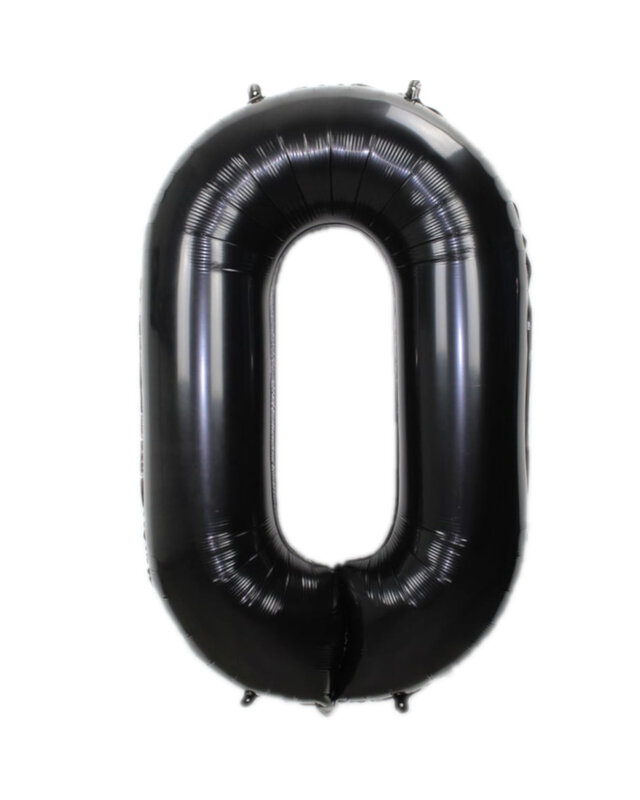 Q2party Folieballon Cijfer 0 Zwart - 36 Cm