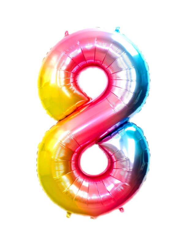 Q2party Folieballon Cijfer 8 Regenboog - 36 Cm