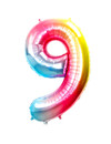 Q2party Folie Ballon Cijfer 9 Regenboog - 36 Cm