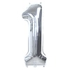 Folieballon Cijfer 1 Zilver - 36 Cm