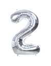 Q2party Folie Ballon Cijfer 2 Zilver - 36 Cm