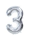 Q2party Folie Ballon Cijfer 3 Zilver - 36 Cm