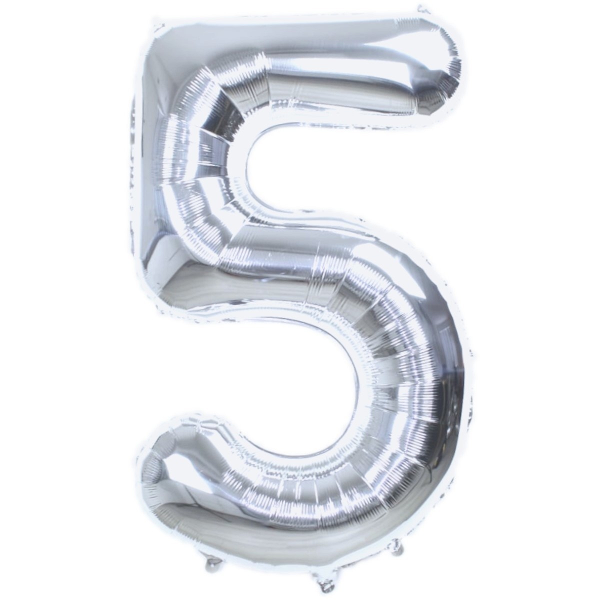 Q2party Folieballon Cijfer 5 Zilver - 36 Cm