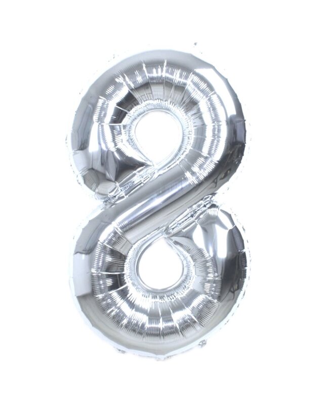 Q2party Folieballon Cijfer 8 Zilver - 36 Cm