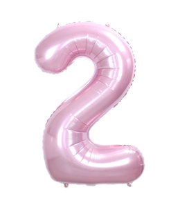 Q2party Folie Ballon Cijfer 2 Roze - 36 Cm