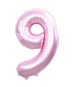 Q2party Folie Ballon Cijfer 9 Roze - 36 Cm