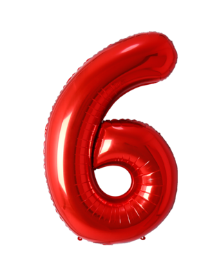 Q2party Folie Ballon Cijfer 6 Rood - 36 Cm