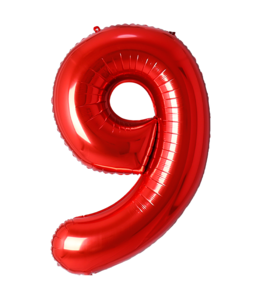 Q2party Folie Ballon Cijfer 9 Rood - 36 Cm