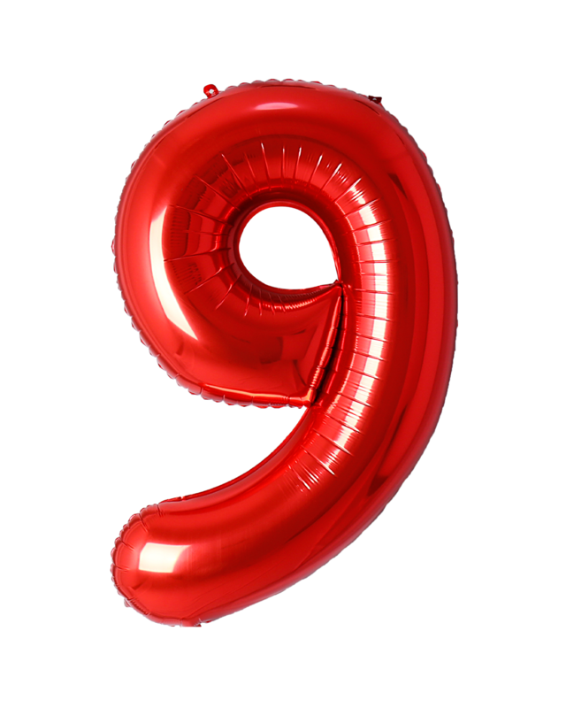 Q2party Folieballon Cijfer 9 Rood - 36 Cm