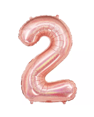Q2party Folie Ballon Cijfer 2 Glitter rose goud - XL 86 Cm