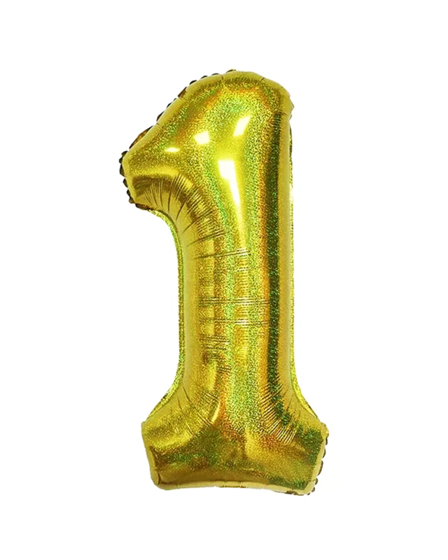 Q2party Folieballon Cijfer 1 Glitter  goud - XL 86 Cm