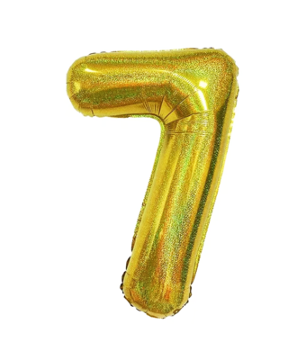 Q2party Folie Ballon Cijfer 7 Glitter  goud - XL 86 Cm