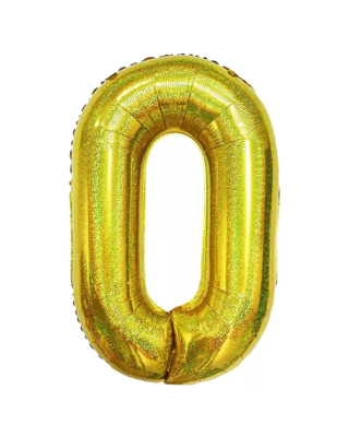 Q2party Folie Ballon Cijfer 0 Glitter  goud - XL 86 Cm
