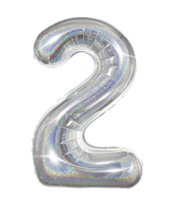 Q2party Folie Ballon Cijfer 2 Glitter Zilver - XL 86 Cm