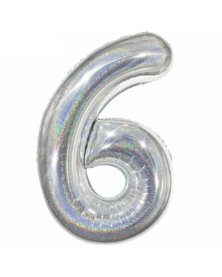 Q2party Folie Ballon Cijfer 6 Glitter Zilver - XL 86 Cm