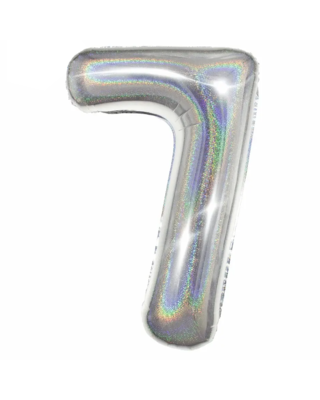 Q2party Folie Ballon Cijfer 7 Glitter Zilver - XL 86 Cm