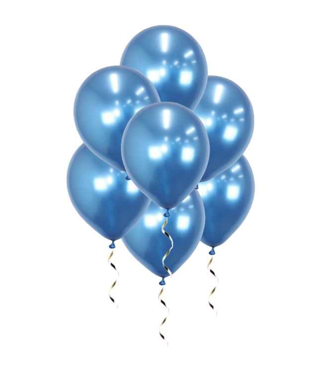 Q2party Blauwe Chrome Ballonnen 34 Cm 10 Stuks