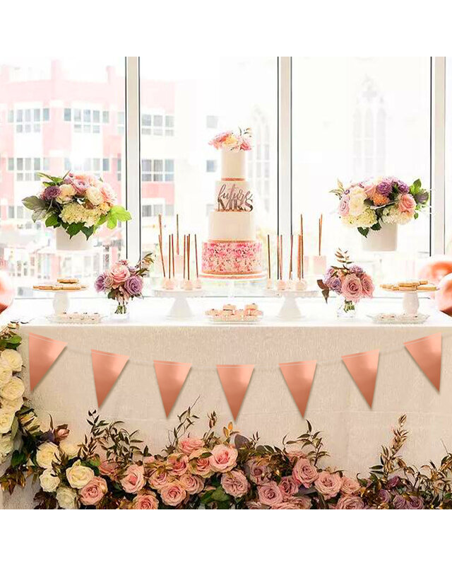 Q2party Rose Gouden Slingers, Vlaggenlijn Rose Goud 10 Meter