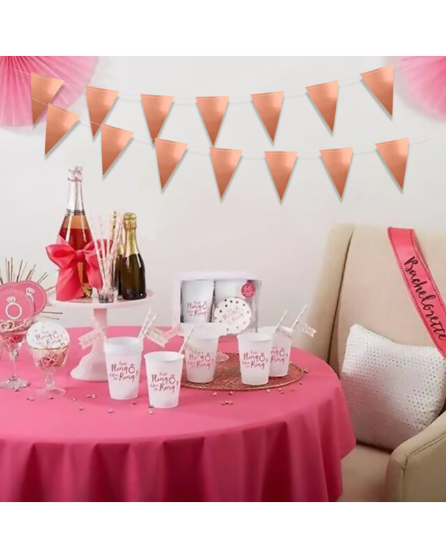 Q2party Rose Gouden Slingers, Vlaggenlijn Rose Goud 10 Meter