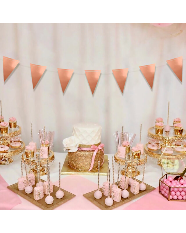 Q2party Rose Gouden Slingers, Vlaggenlijn Rose Goud 10 Meter