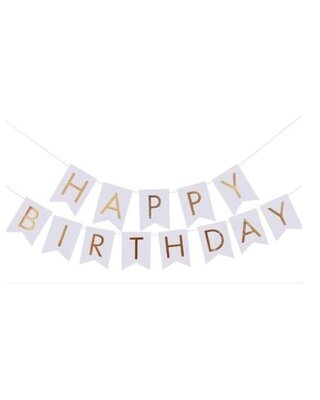 Q2party Happy Birthday Slinger Wit & Goud Decoratie