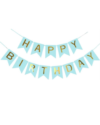 Q2party Happy Birthday Slinger Blauw & Goud Decoratie