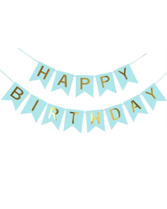 Q2party Happy Birthday Slinger Blauw & Goud Decoratie