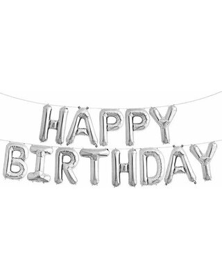 Q2party Happy Birthday Folie Ballonnen Zilver Slinger