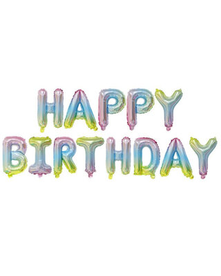 Q2party Happy Birthday Folie Ballonnen Regenboog Slinger