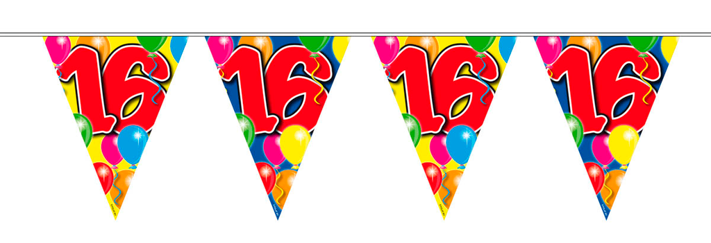 Folat LEEFTIJD VERSIERING 16 JAAR SLINGERS 10 METER VLAGGENLIJN
