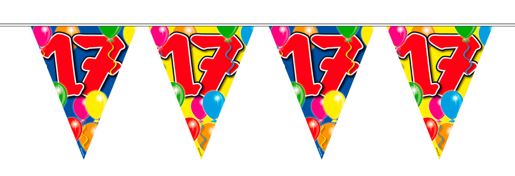 Folat LEEFTIJD VERSIERING 17 JAAR SLINGERS 10 METER VLAGGENLIJN