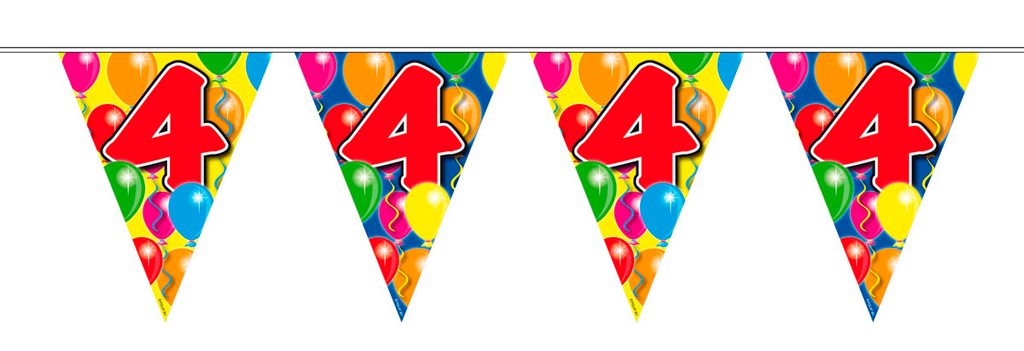 Folat LEEFTIJD VERSIERING 4 JAAR SLINGERS 10 METER VLAGGENLIJN