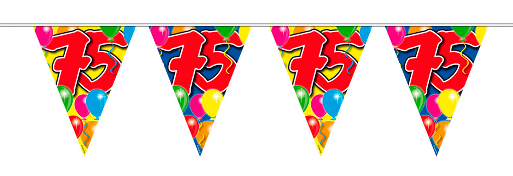 Folat LEEFTIJD VERSIERING 75 JAAR SLINGERS 10 METER VLAGGENLIJN