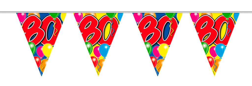 Folat LEEFTIJD VERSIERING 80 JAAR SLINGERS 10 METER VLAGGENLIJN