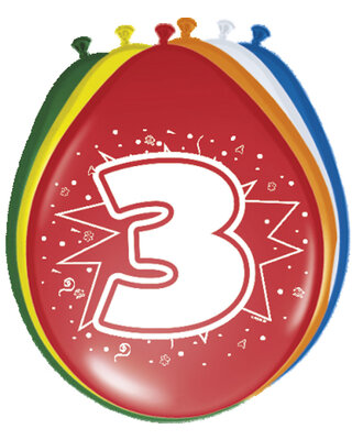 Folat Ballonnen 3 Jaar Leeftijd Versiering 30 Cm 8 Stuks