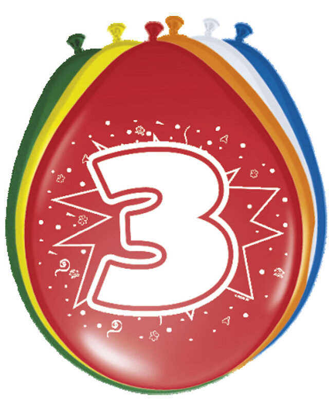 Folat Folat ballon 3 jaar 8 St