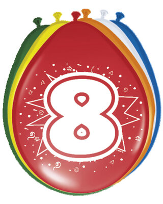 Folat Ballonnen 8 Jaar Leeftijd Versiering 30 Cm 8 Stuks
