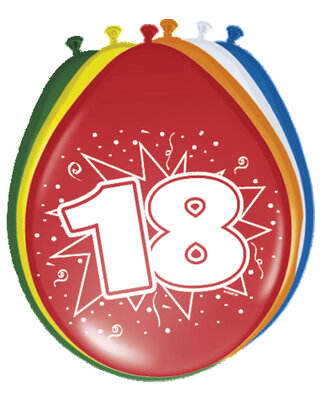 Folat Ballonnen 18 Jaar Leeftijd Versiering 30 Cm 8 Stuks