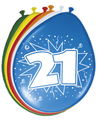 Folat Ballonnen 21 Jaar Leeftijd Versiering 30 Cm 8 Stuks