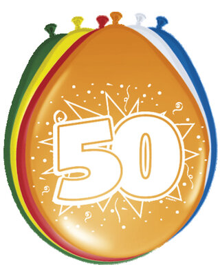 Folat Ballonnen 50 Jaar Leeftijd Versiering 30 Cm 8 Stuks