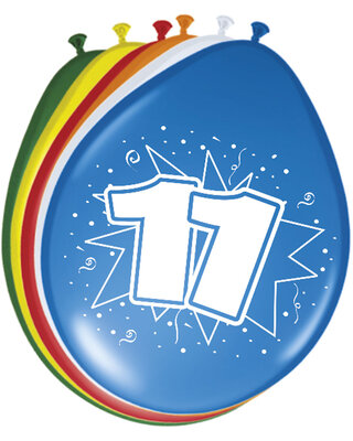 Folat Ballonnen 11 Jaar Leeftijd Versiering 30 Cm 8 Stuks