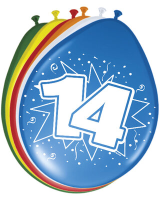 Folat Ballonnen 14 Jaar Leeftijd Versiering 30 Cm 8 Stuks