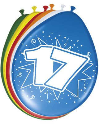 Folat Ballonnen 17 Jaar Leeftijd Versiering 30 Cm 8 Stuks