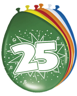 Folat Ballonnen 25 Jaar Leeftijd Versiering 30 Cm 8 Stuks