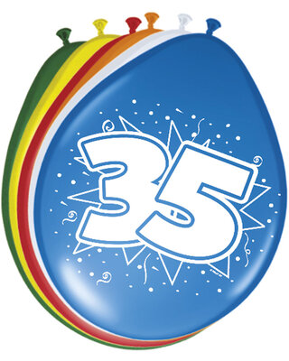 Folat Ballonnen 35Jaar Leeftijd Versiering 30 Cm 8 Stuks